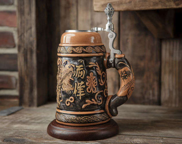 13inch tall x 11 1/2 tall beer stein from japan